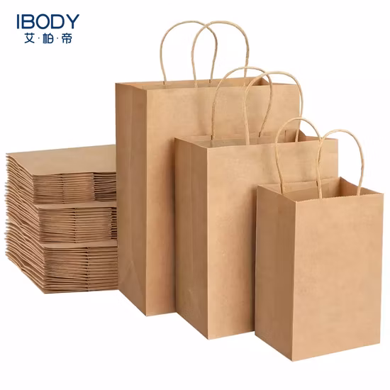 Bolsas de papel Kraft para llevar compras personalizadas de moda