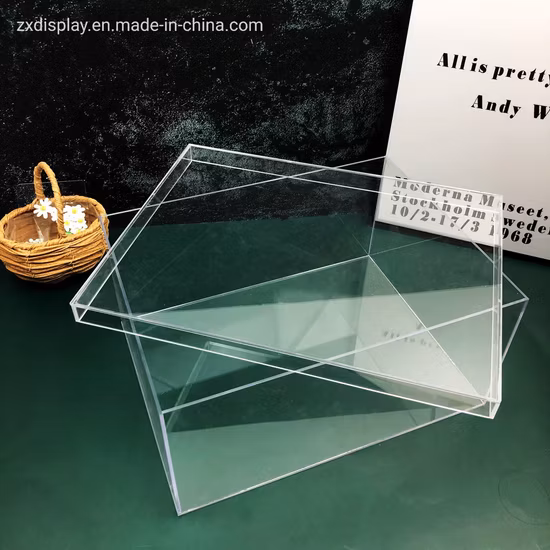 Contenedor de almacenamiento de acrílico impermeable, caja de zapatos de exhibición de plástico transparente con tapa