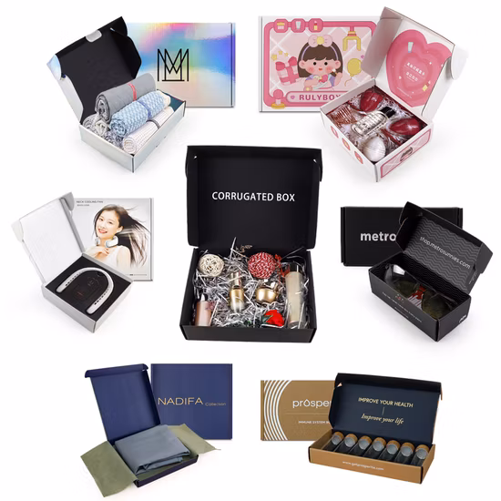 Cajas de regalo de papel para envío por correo plegables corrugadas con embalaje artesanal impreso con logotipo personalizado